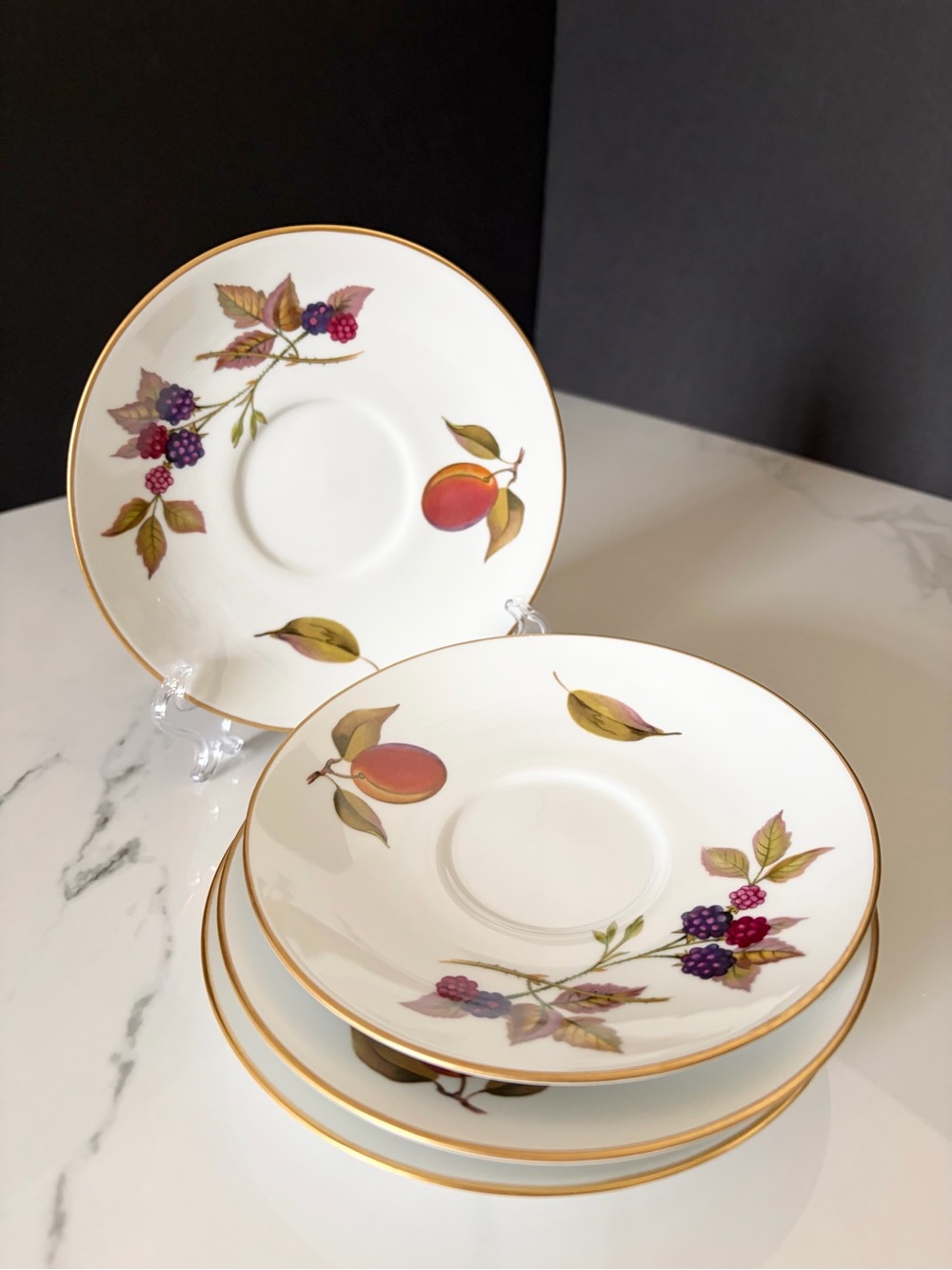 SET of 4 Evesham Saucers - 6.5" by Royal Worcester